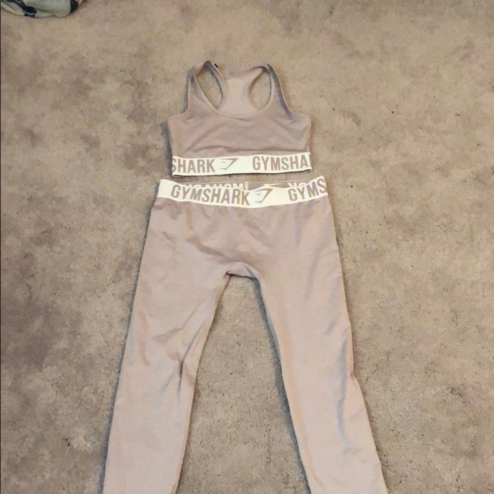 Gymshark Taupe-Pink Leggings and Sports Bra Set